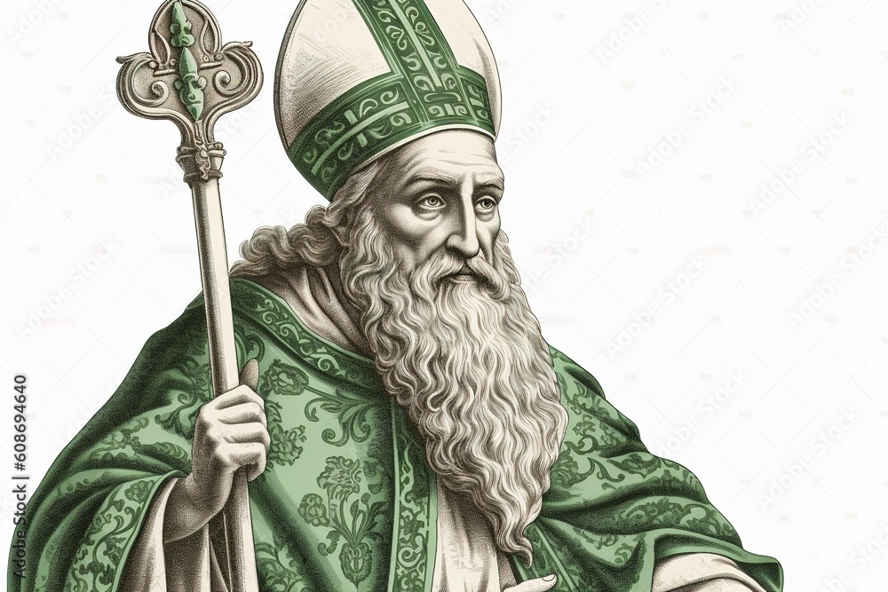 Obraz premium drawing of saint Patrick isolated on white background. Generated by AI