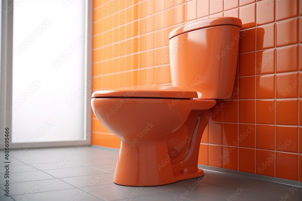 Clean shiny toilet bowl in a simple clean minimalist toilet background ...