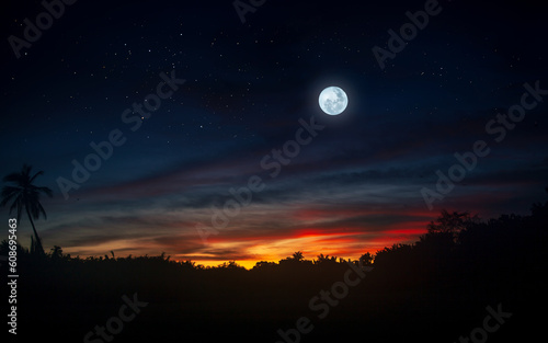 night sky with moon and stars