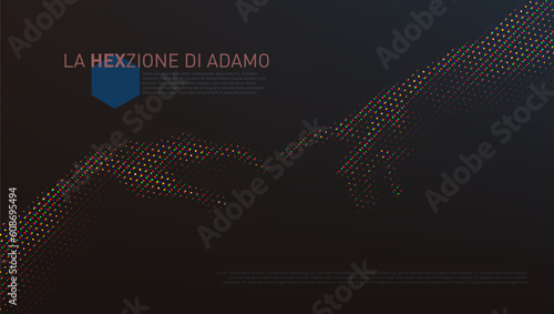 Fotografie The Creation of Adam In Hexagon Halftone Pattern
