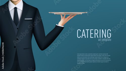 Waiter Tray Platter Holding By Mans Hand