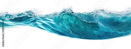 Beautiful textured turquoise sea natural wave close-up, isolated on white background