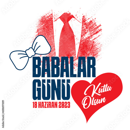 Happy Father's Day to all our fathers. Father's Day poster or flyer template on blue background. Happy International Father's Day. Billboard, Poster, Social Media, Greeting Card template. Kutlu olsun