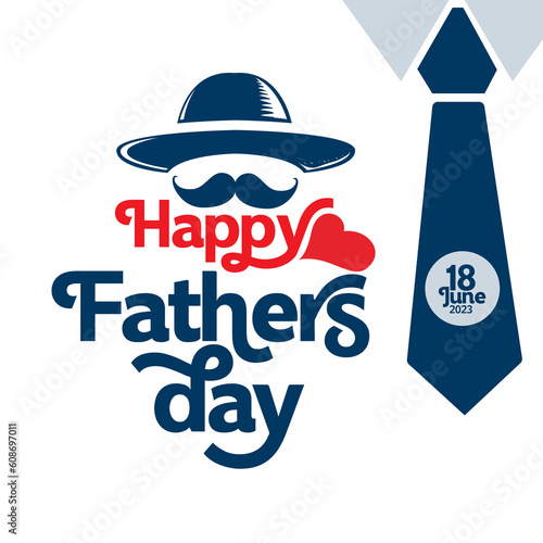 Happy Father's Day to all our fathers. Father's Day poster or flyer template on blue background. Happy International Father's Day. Billboard, Poster, Social Media, Greeting Card template. Kutlu olsun
