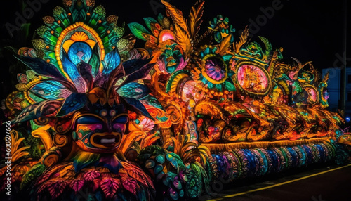 The vibrant colors of the illuminated parade celebrate ancient traditions generated by AI