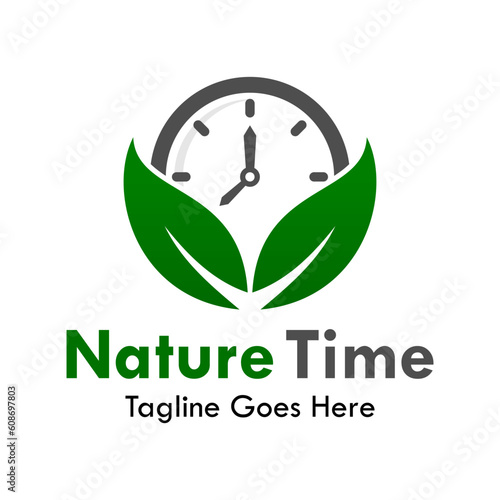 Nature time design logo template illustration
