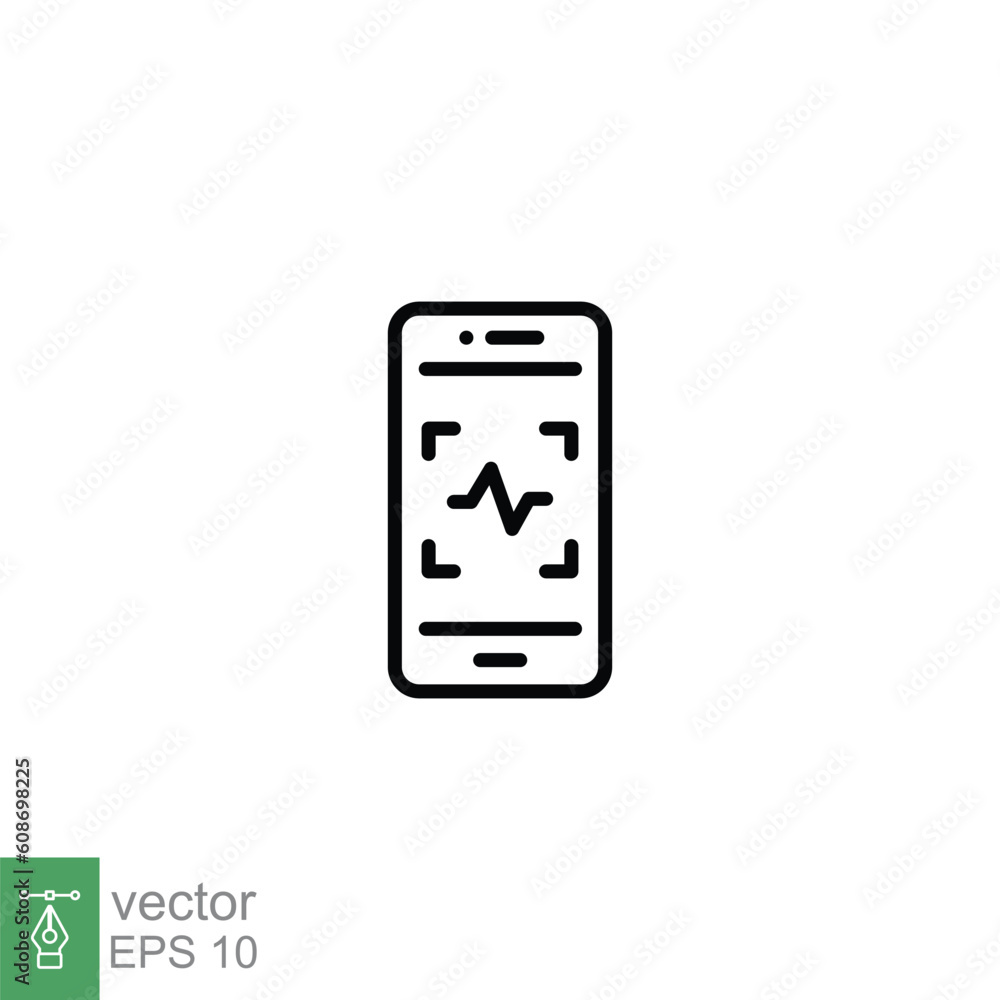 Voice recognition icon. Simple outline style. Speak control, mobile phone with sound wave, smart device concept. Thin line symbol. Vector illustration isolated on white background. EPS 10. Voice recognition icon. Simple outline style. Speak control, mobile phone with sound wave, smart device concept. Thin line symbol. Vector illustration isolated on white background. EPS 10.