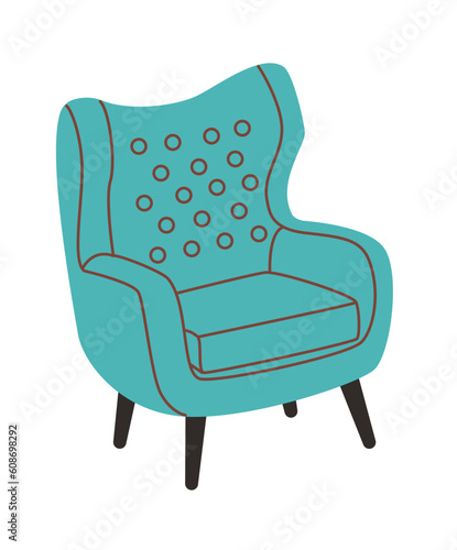 Armchair in trendy, modern style. Living room and patio furniture.
