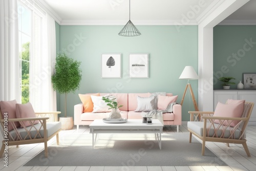 Luxurious Elegant Living Room Decor. Generative AI