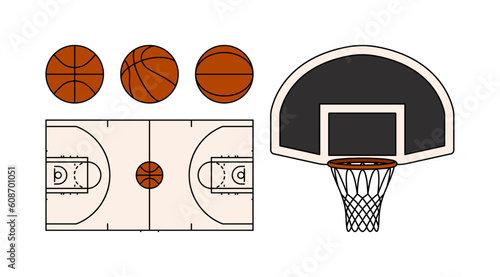 Basketball Set Court Backboard with Hoop and Sports Balls