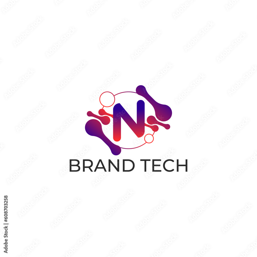 Fototapeta premium ILLUSTRATION LETTER N TECH GRADIENT COLOR MINIMALIST DESIGN LOGO ICON TEMPLATED VECTOR