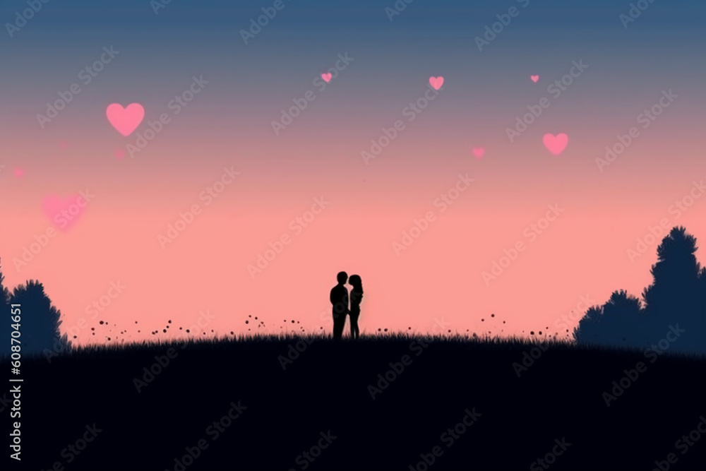 romantic 2D wallpaper for desktop computer. AI generative romantic 2D wallpaper for desktop computer. AI generative