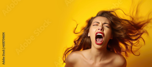 Screaming young woman. Gene...