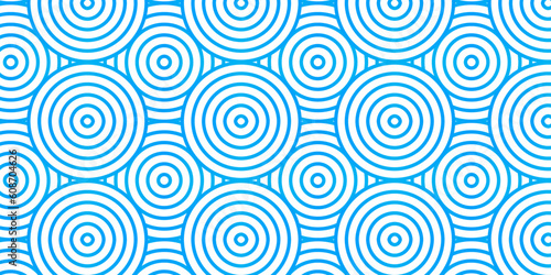 Seamless abstract blue patter background with waves texture. circles with seamless pattern overloping blue geomatices retro background.
