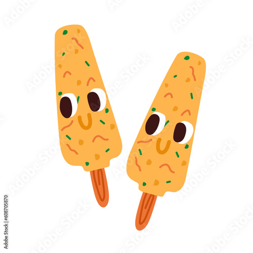 Kulfi ice cream cute characters. Vector illustration.

