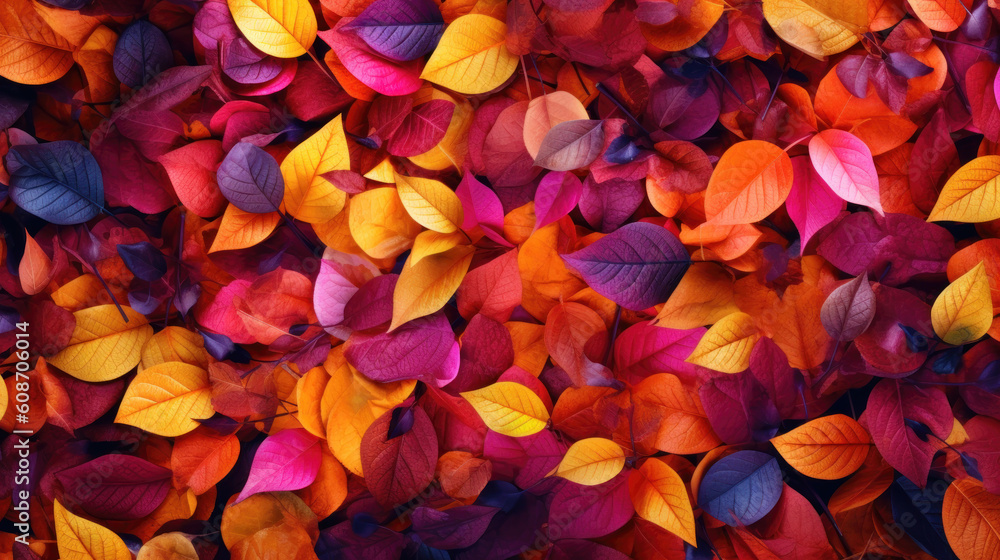 Vibrant fall leaves. Autumn foliage background. Vibrant fall leaves. Generative AI.