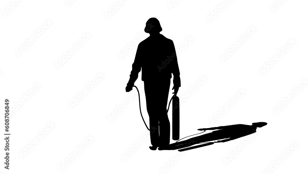 Killer silhouette, man with compressed air tank Killer silhouette, man with compressed air tank