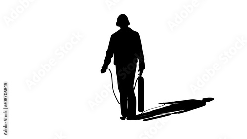 Killer silhouette, man with compressed air tank