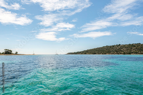 Fototapeta Naklejka Na Ścianę i Meble -  View at islands in croatia near Blue Lagoon from the open sea