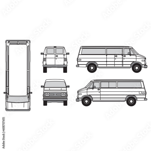 outline of van, minibus part 23