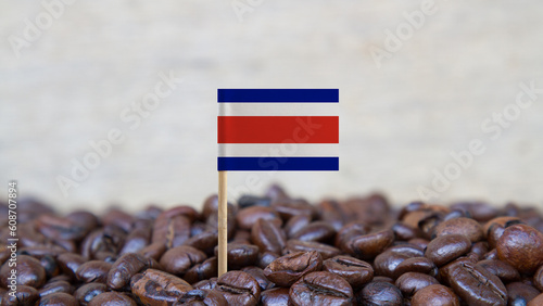 The Flag of Costa Rica on the Coffee Beans photo