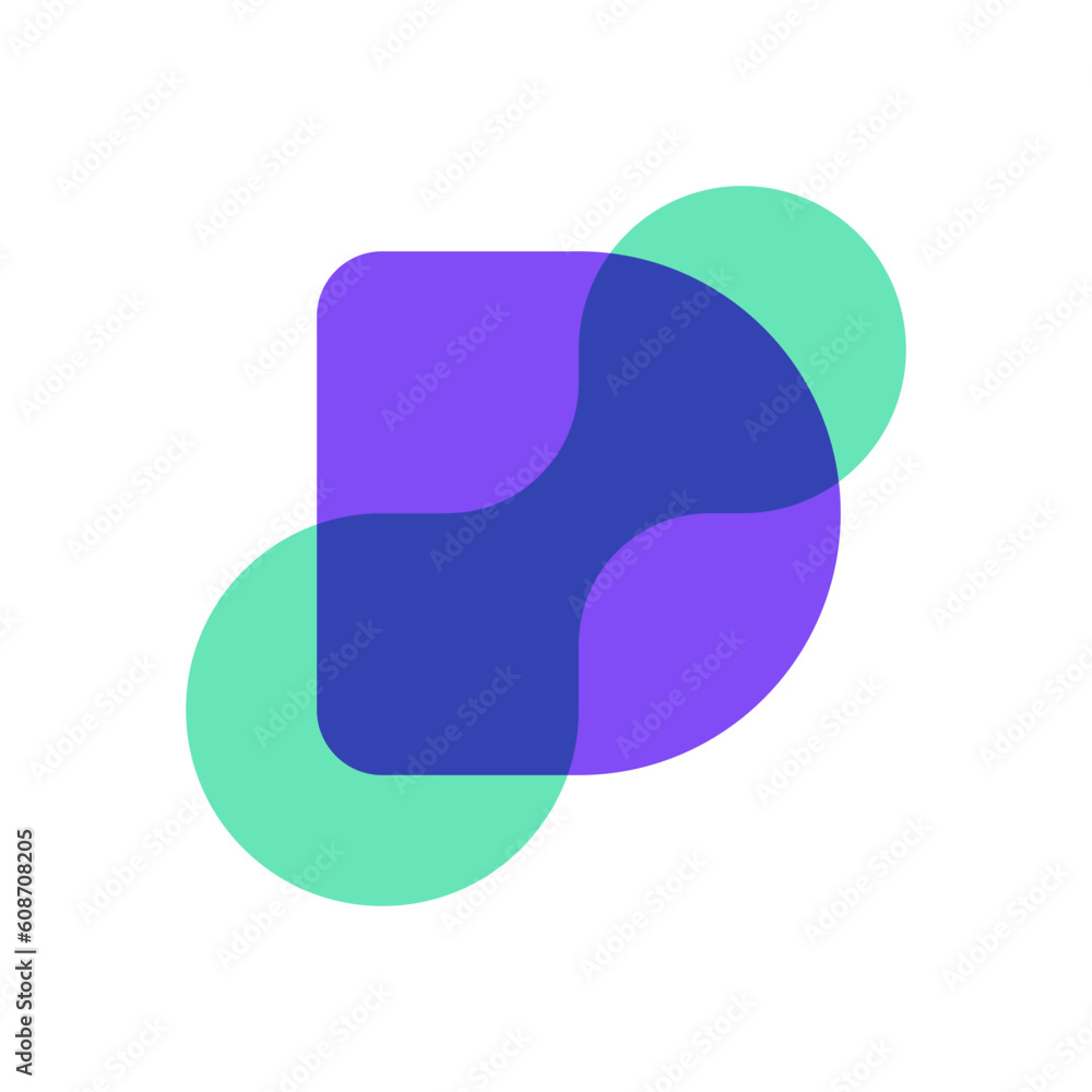 Letter D technology overlapping color logo design Letter D technology overlapping color logo design