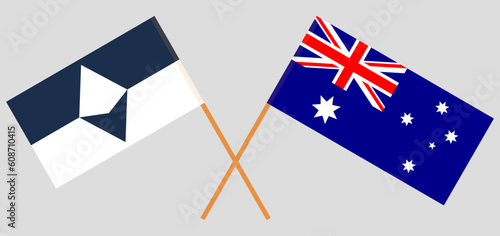 Crossed flags of Antarctica and Australia. Official colors. Correct proportion