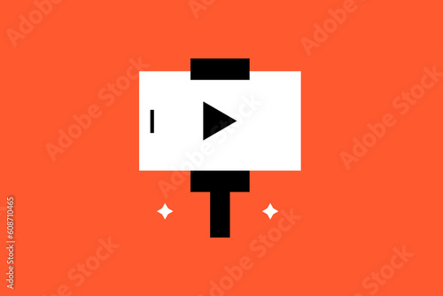 selfie stick illustration in flat style design. Vector illustration.