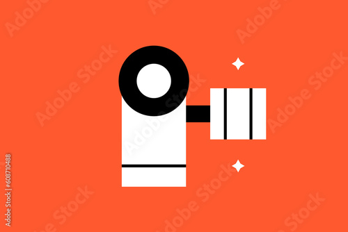Compact video camera with a swivel screen illustration in flat style design. Vector illustration.