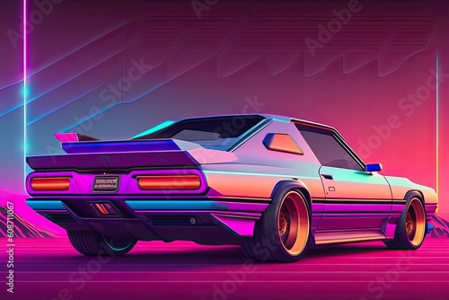 New Retrowave Purple Neon Background Design Art Generative AI