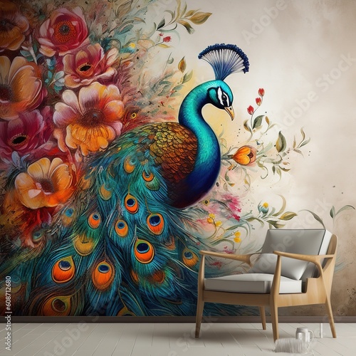 Colorful Peacock Generative AI