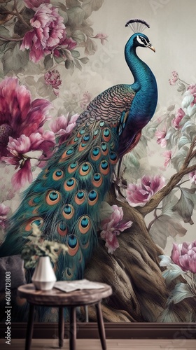 Colorful Peacock Generative AI