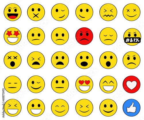 Set of emoticons. Vector illustration © FriendlyPixels