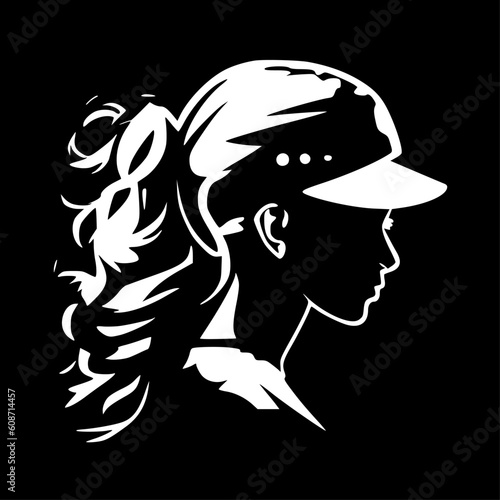 Softball | Black and White Vector illustration