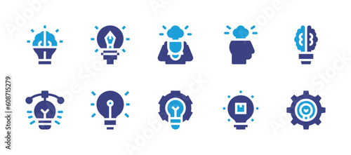 Creative process icon set. Duotone color. Vector illustration. Containing creative thinking  creativity  frustration  exploding  ideas  idea  shipping  innovation.