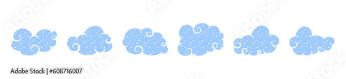 cartoon fantasy cloud with swirl line and stars sprinkle imagination dream and fantasy style