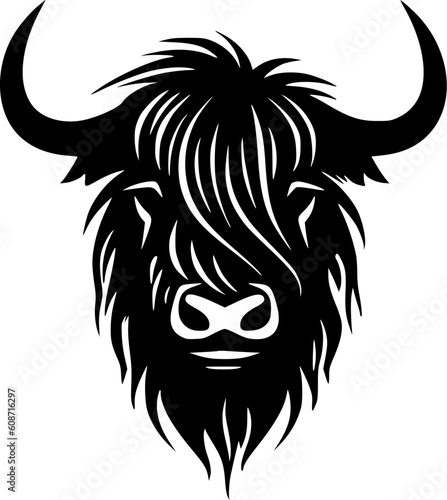 Highland Cow | Minimalist and Simple Silhouette - Vector illustration