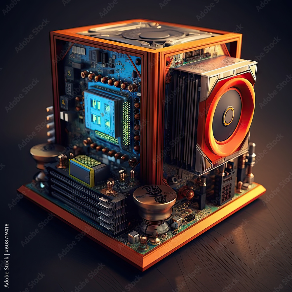 Naklejka premium 3D Futuristic open air computer
