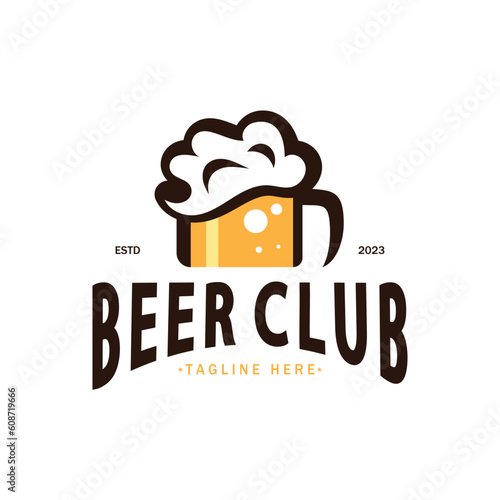 Beer logo template with vintage craft wheat.For badge  emblem malt beer company bar alcoholic drink