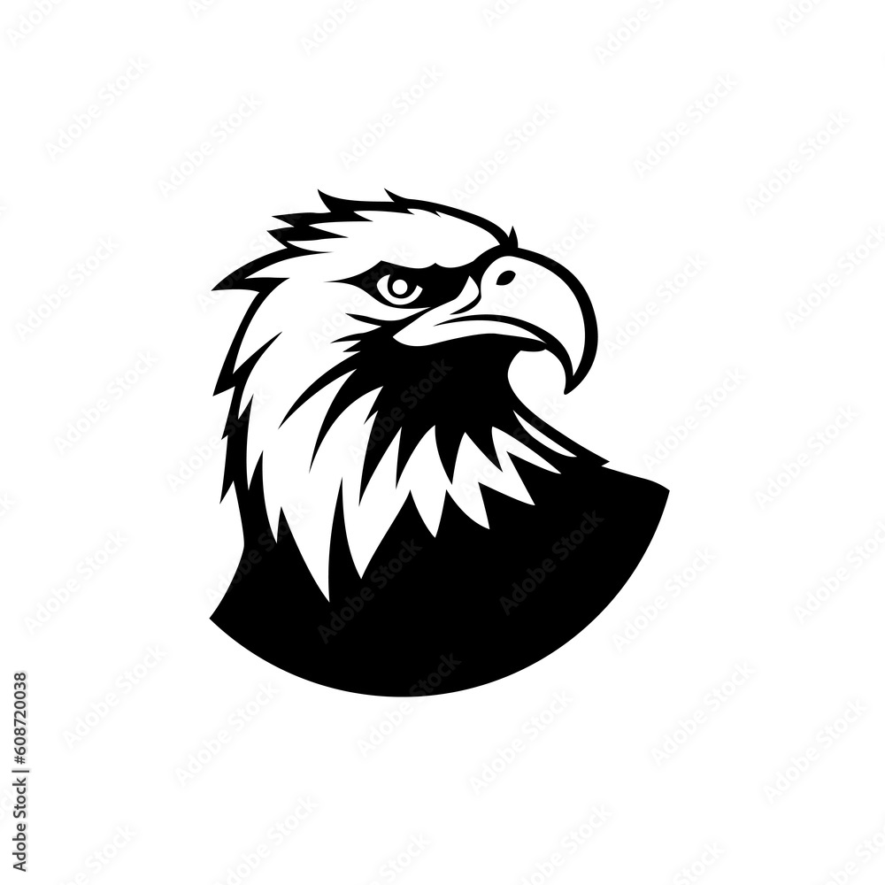 simple eagle hawk black and white logo vector illustration template ...