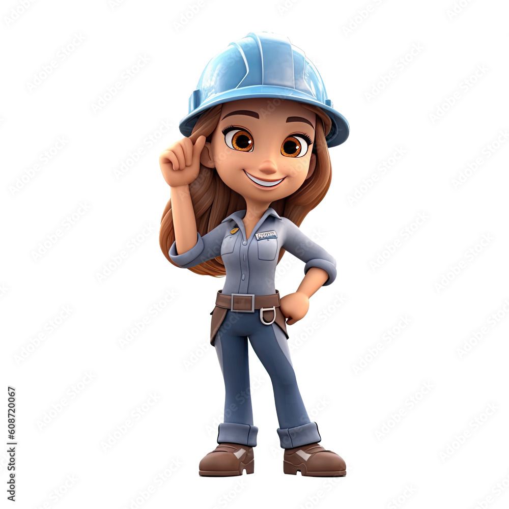 3D cartoon engineer on transparent background. Generative AI 3D cartoon engineer on transparent background. Generative AI