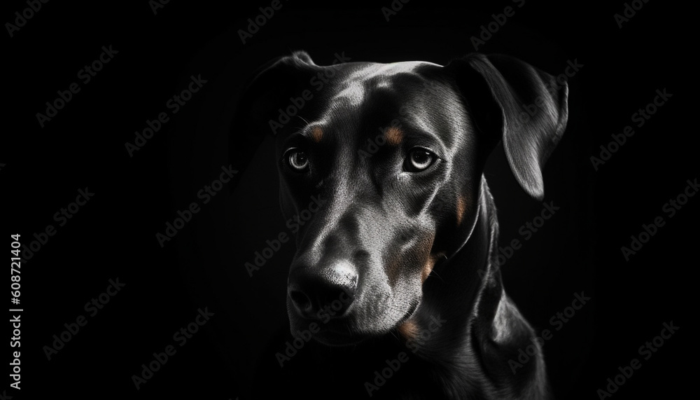 Purebred retriever puppy, loyal friend, black and white beauty portrait generated by AI