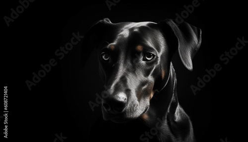 Purebred retriever puppy, loyal friend, black and white beauty portrait generated by AI © djvstock