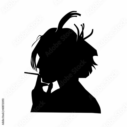 illustration of a smoking woman silhouette vector