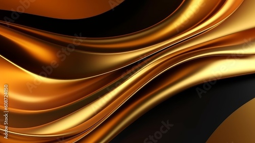 Minimal geometric background. gold elements with fluid. Generative AI.