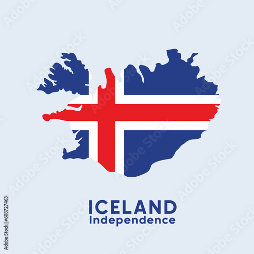 iceland independence day poster with island and flag elements