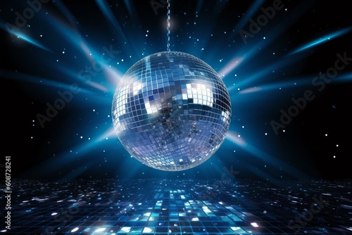 Sparkling disco ball. Night party, colorful. Generative AI