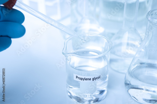 Propylene glycol in container  chemical analysis in laboratory