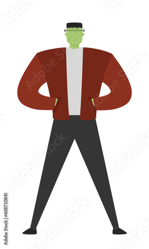 Vector man in Frankenstein costume. Halloween costume