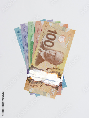 Canadian Dollar Bills, Canadian Currency, Cash, Canadian Banknotes photo